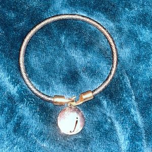 SILVER & GOLD TONE BRACELET WITH J PENDANT